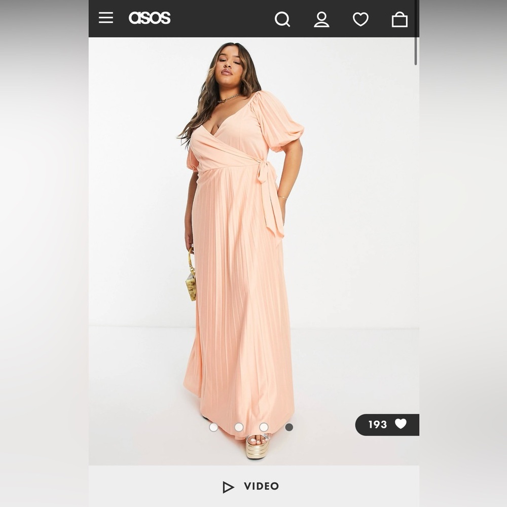 BRAND NEW ASOS Curve puff sleeve gathered front maxi dress (apricot ORANGE)